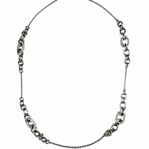 Kate Spade Night Lounge Modern Pave Chain Link Silver-Tone Necklace